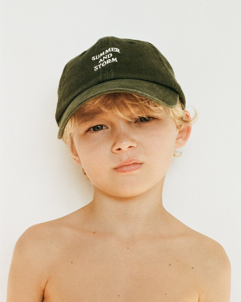 DAD CAP <BR> FOREST GREEN