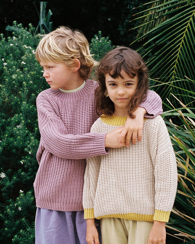 CHUNKY PULLOVER - NATURAL AND YELLOW