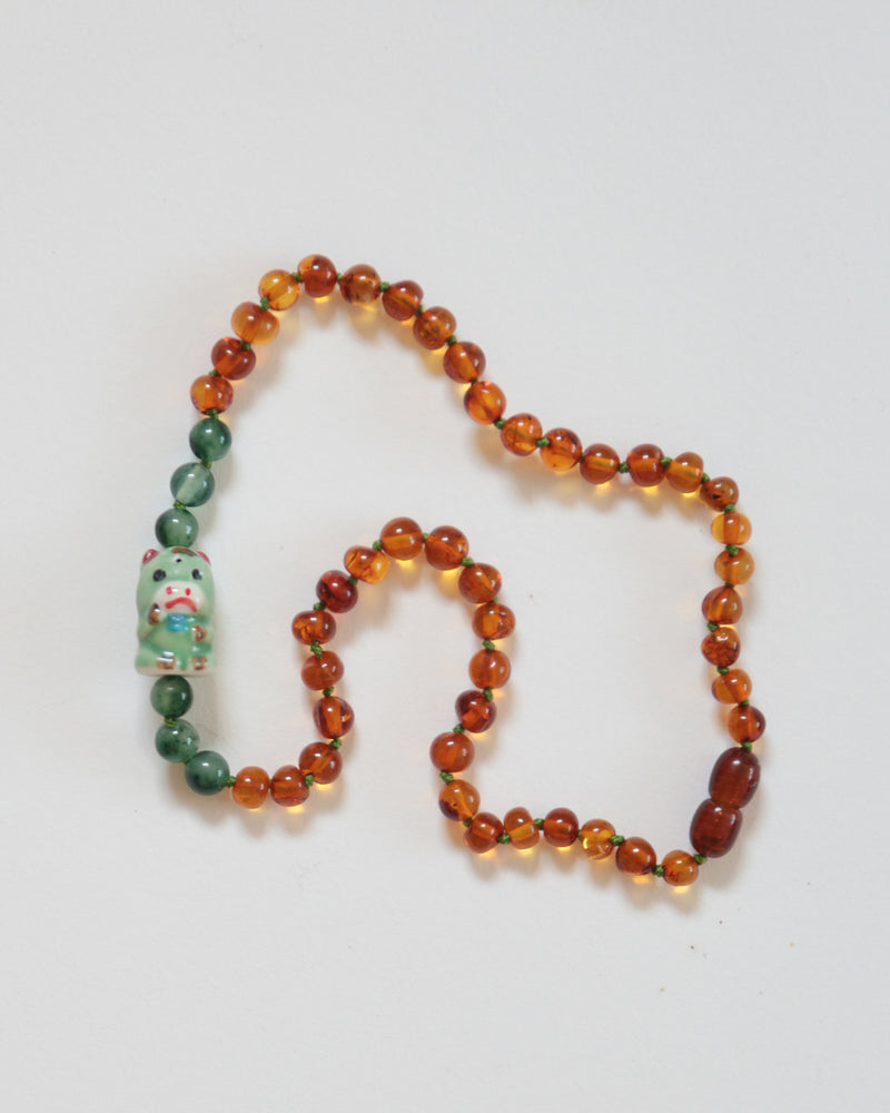 GREEN BULL - GREEN JASPER + AMBER