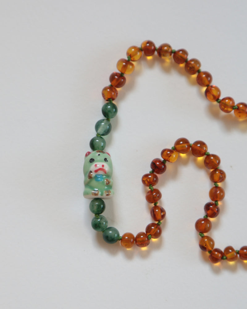GREEN BULL - GREEN JASPER + AMBER