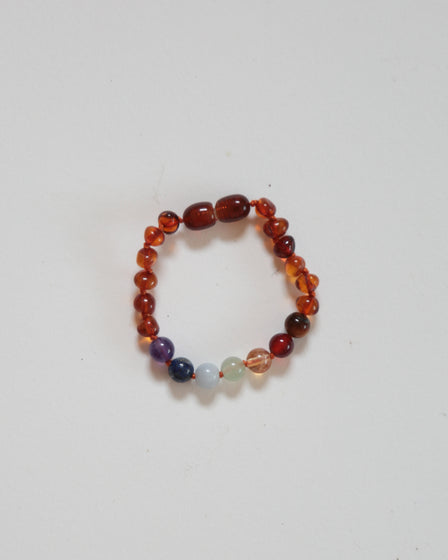 CHAKRA CRYSTAL + AMBER BRACELET