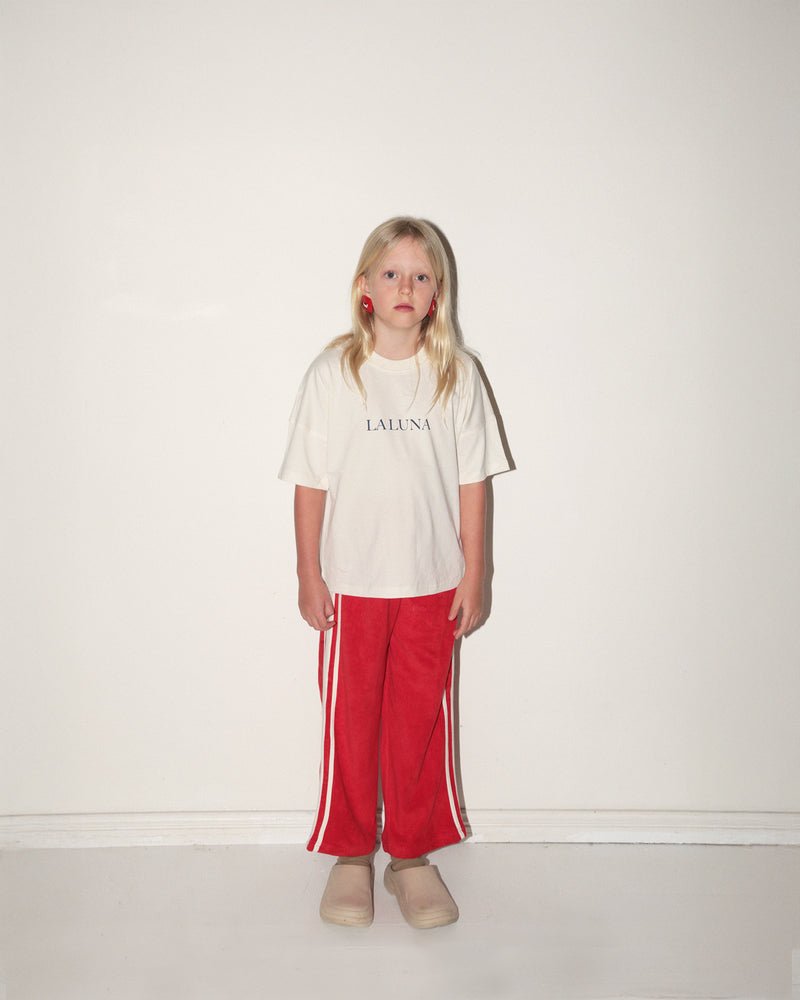 RACER TERRY WIDE LEG PANT - RED