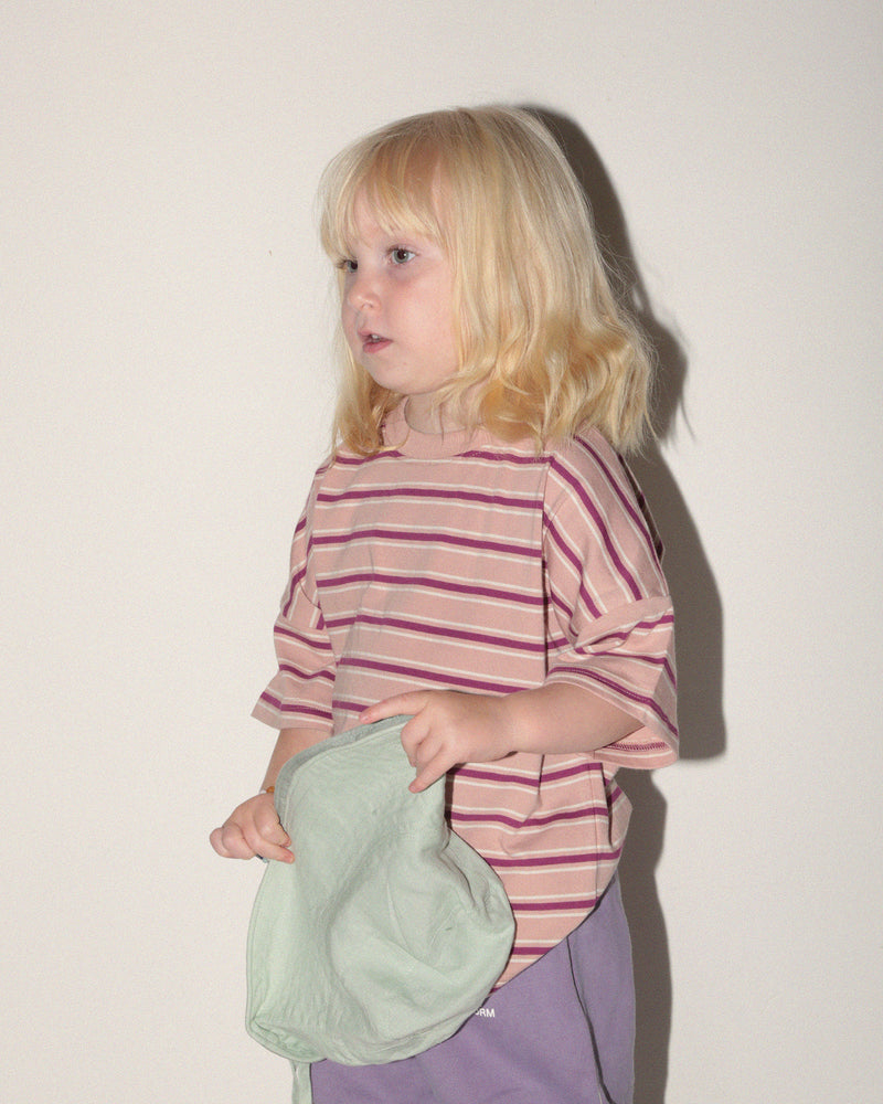 OVERSIZED TEE - ROSE RETRO STRIPE