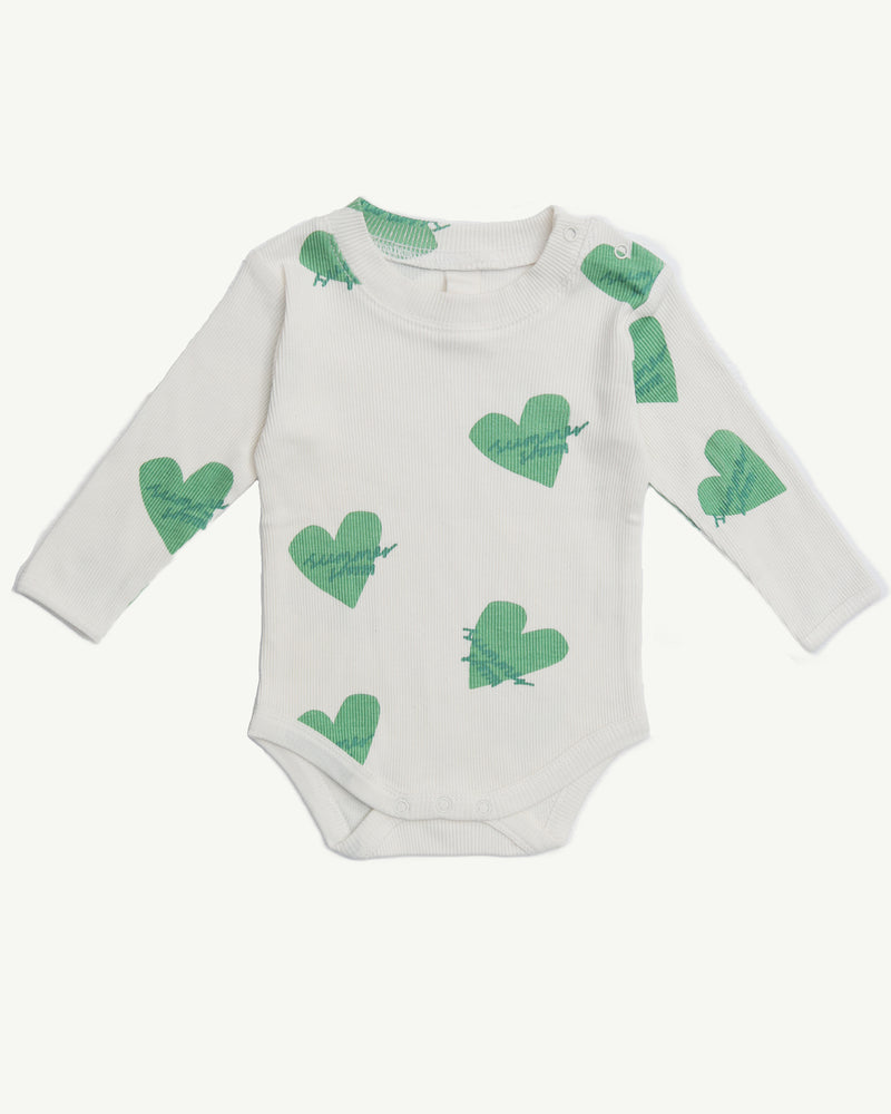 BABY LONG SLEEVE BODY - GREEN HEART LOGO