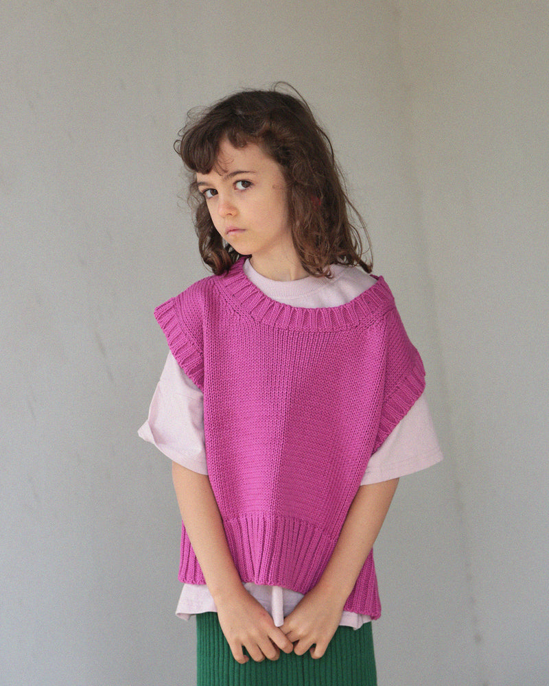 KNITTED VEST - BURNT PINK