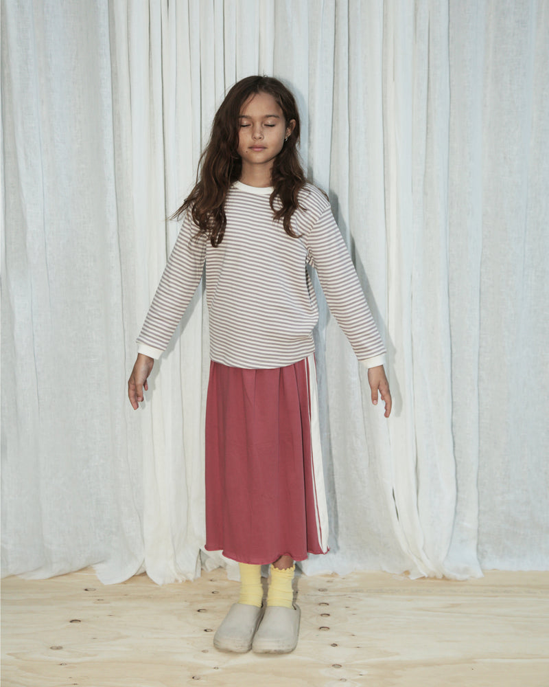 GIRLS RACER SKIRT - PLUM STRIPE