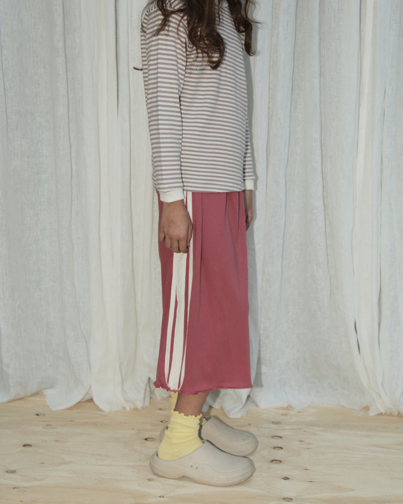 GIRLS RACER SKIRT - PLUM STRIPE