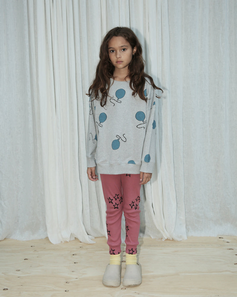 RIBBED LEGGING - PLUM WITH STARS