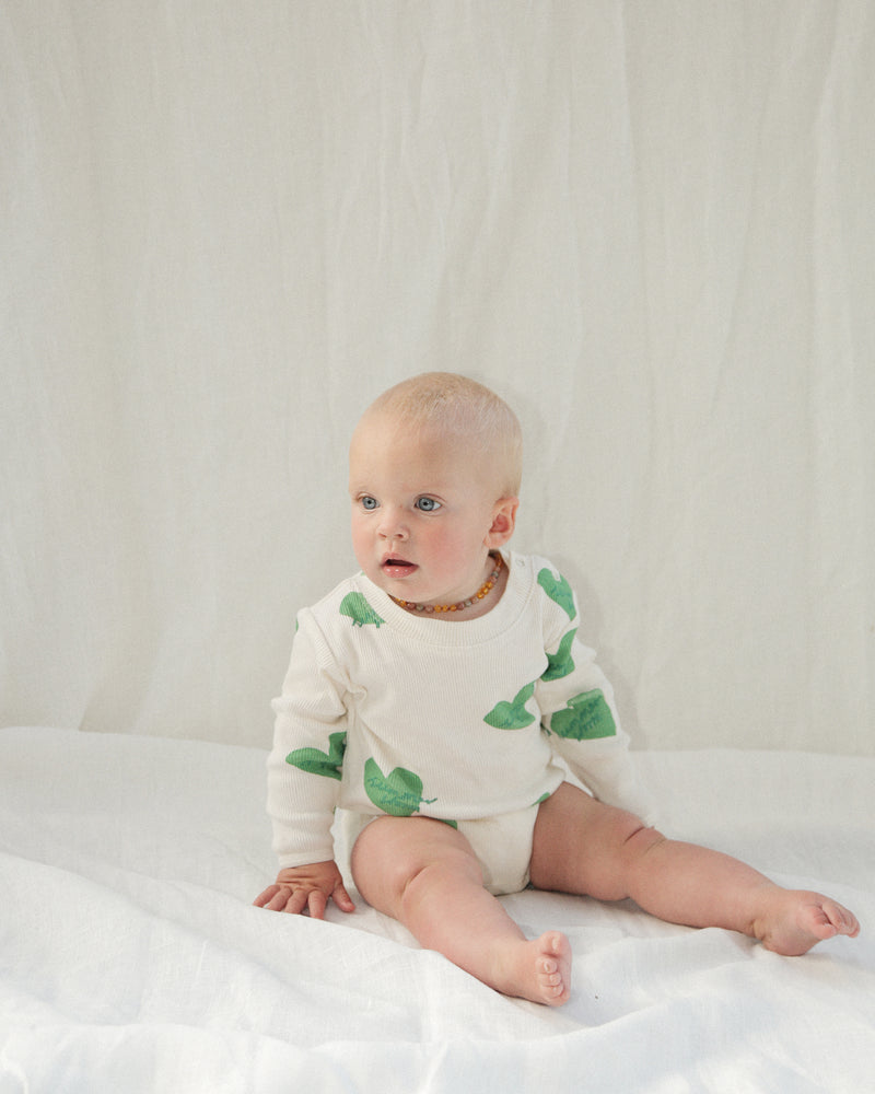 BABY LONG SLEEVE BODY - GREEN HEART LOGO