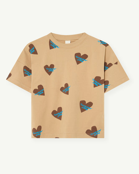 OVERSIZE TEE- BROWN RETRO LOGO HEART