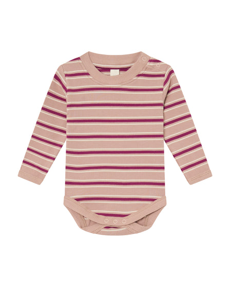 LONG SLEEVE BABY BODY - ROSE RETRO STRIPE