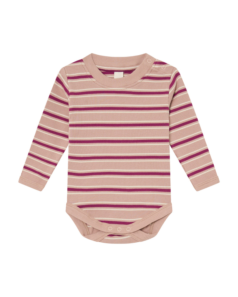 LONG SLEEVE BABY BODY - ROSE RETRO STRIPE
