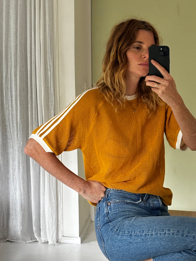 WOMENS MESH RACER TEE <BR> YELLOW