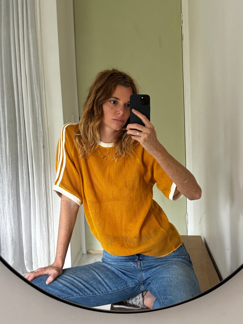 WOMENS MESH RACER TEE <BR> YELLOW