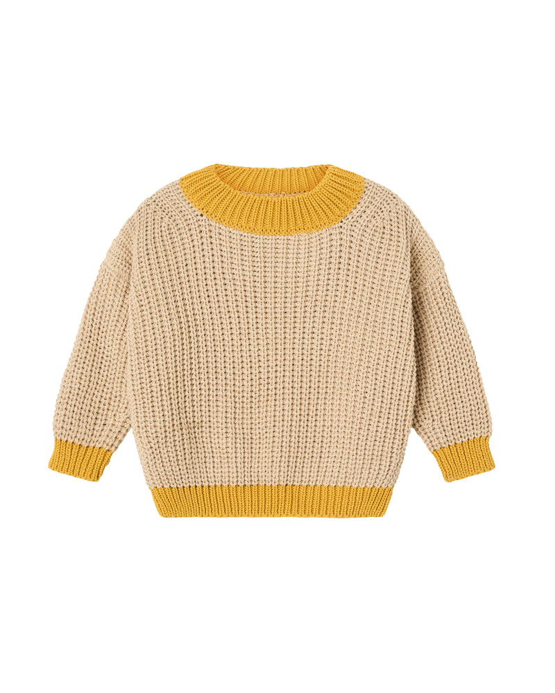 CHUNKY PULLOVER - NATURAL AND YELLOW