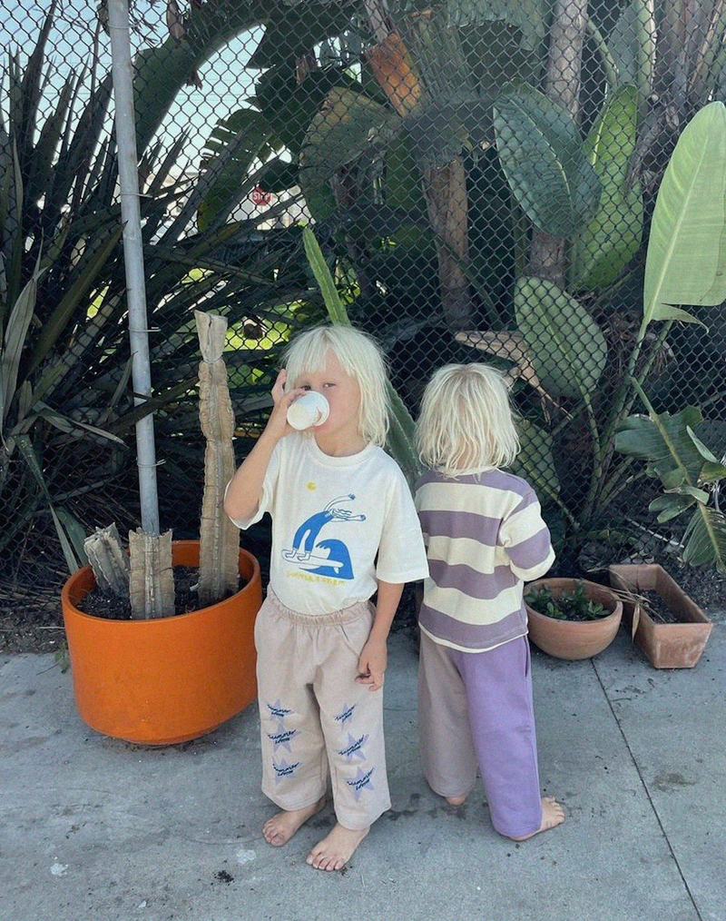 RELAXED TRACKIES - MAUVE WITH STARS