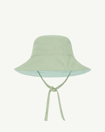 BABY SUN HAT WITH TIES <BR> PASTEL GREEN AND AQUA