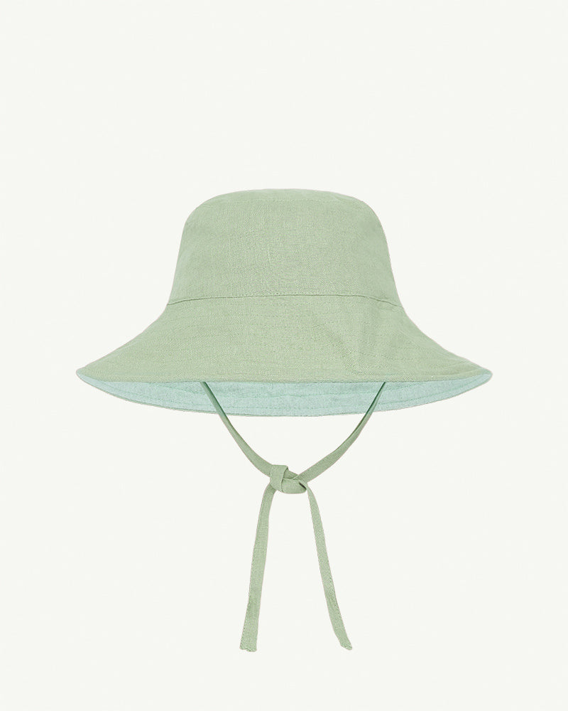 BABY SUN HAT WITH TIES <BR> PASTEL GREEN AND AQUA