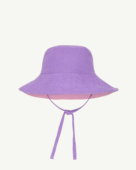 BABY SUN HAT WITH TIES <BR> POP PURPLE AND ROSEWOOD