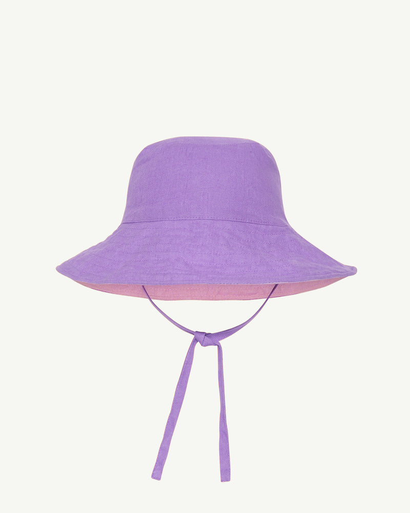 BABY SUN HAT WITH TIES <BR> POP PURPLE AND ROSEWOOD
