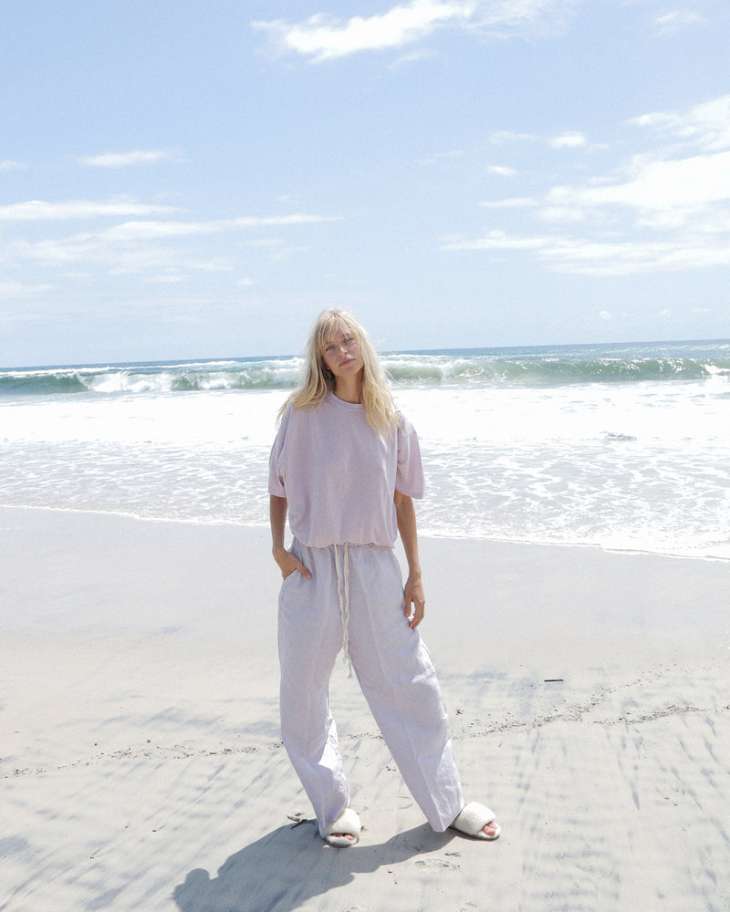 WOMEN'S WIDE LEG LINEN PANT - ORCHID