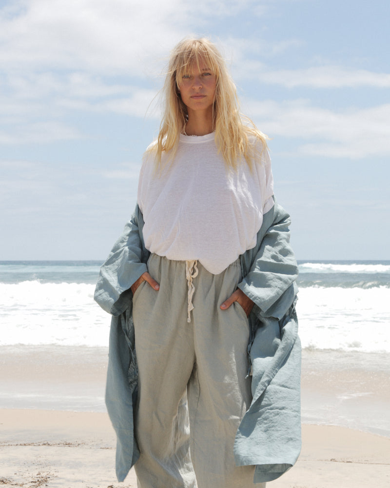WOMEN'S RELAXED KIMONO ROBE - DUSTY BLUE