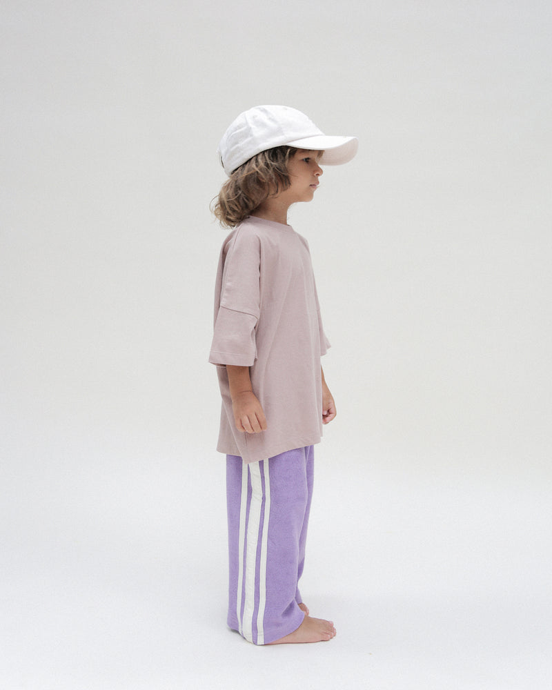 RACER TERRY WIDE LEG PANT - PURPLE