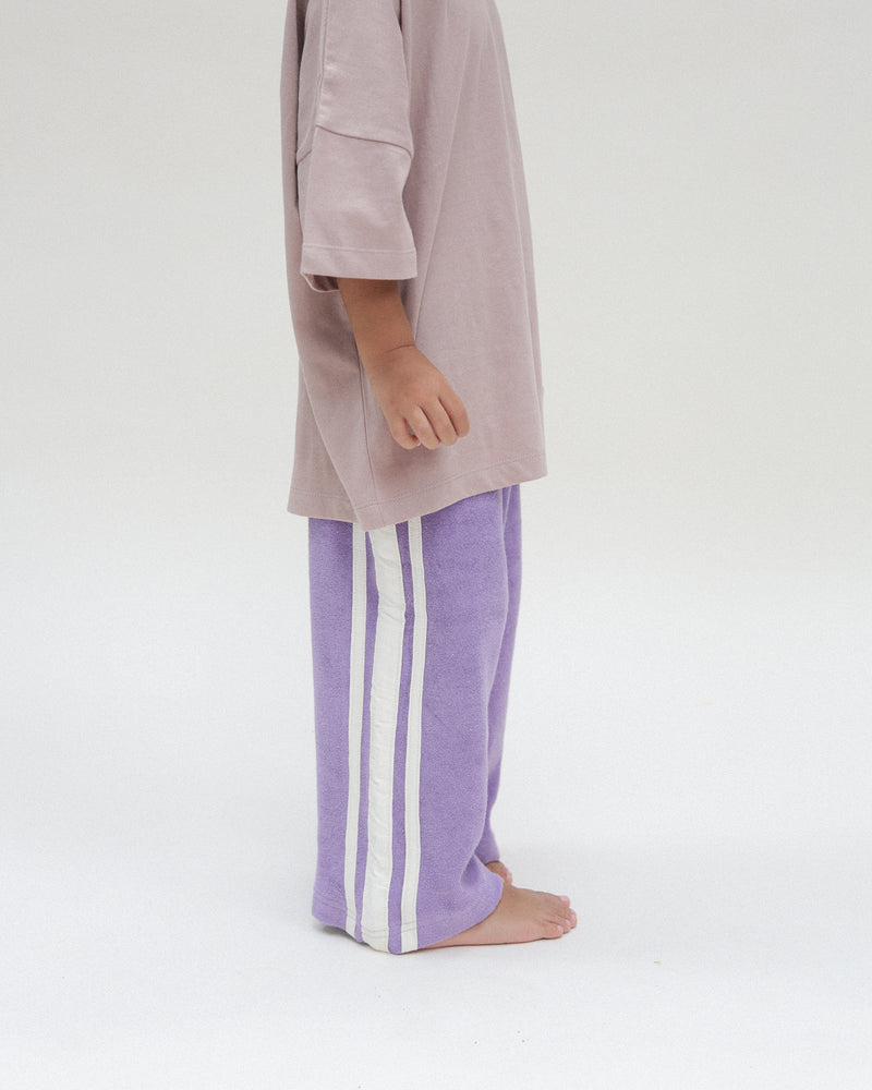 RACER TERRY WIDE LEG PANT - PURPLE