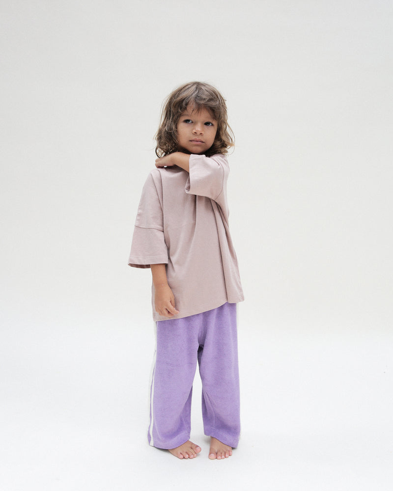 RACER TERRY WIDE LEG PANT - PURPLE
