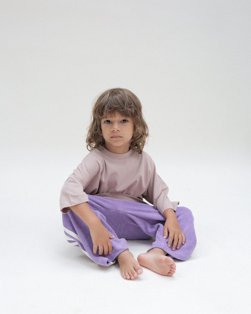 RACER TERRY WIDE LEG PANT - PURPLE