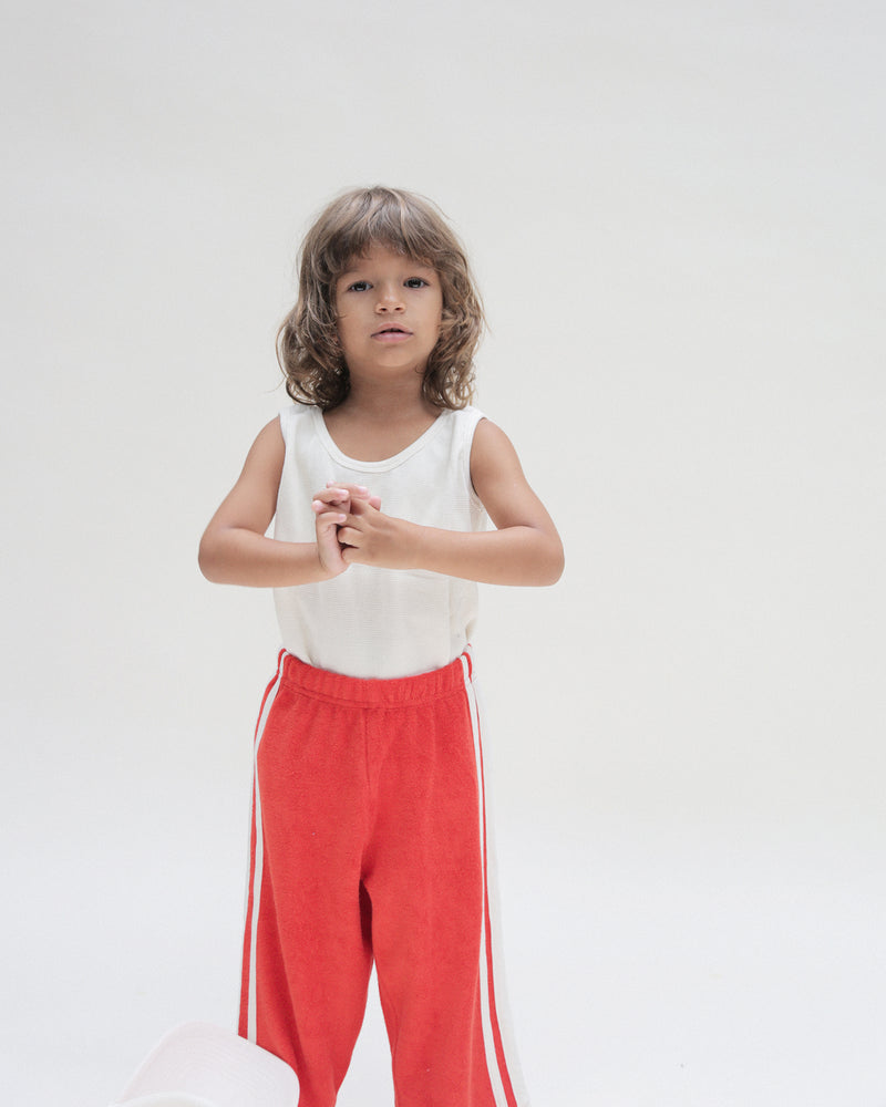 RACER TERRY WIDE LEG PANT - RED
