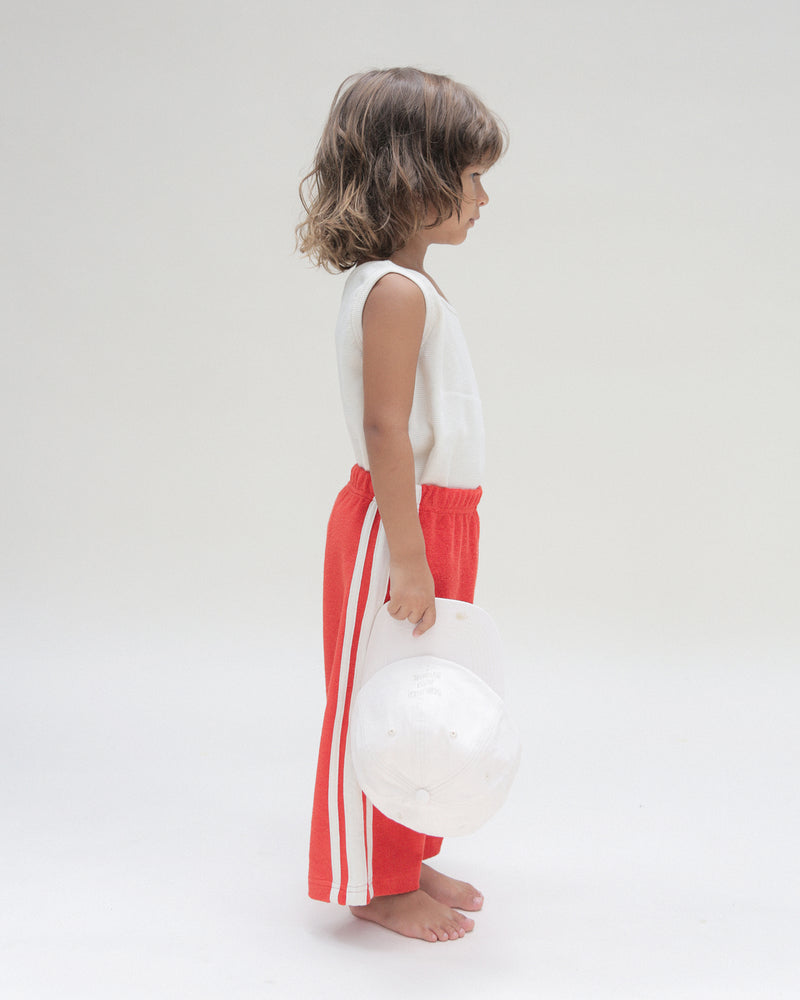 RACER TERRY WIDE LEG PANT - RED