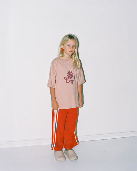 RACER TERRY WIDE LEG PANT - RED