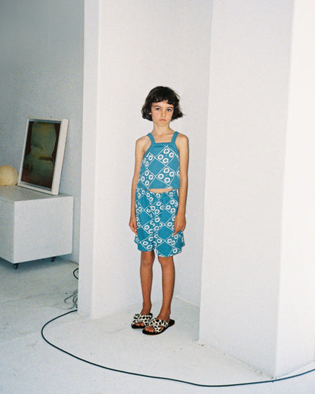 GIRLS CLASSIC SINGLET -BLUE FLORAL