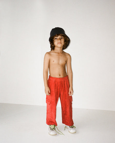 TERRY CARGO PANT - RED