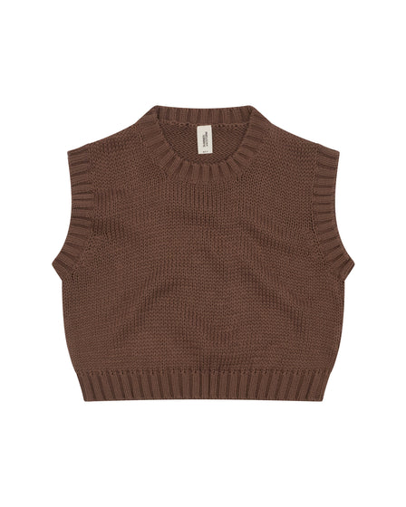 KNITTED VEST - BROWN