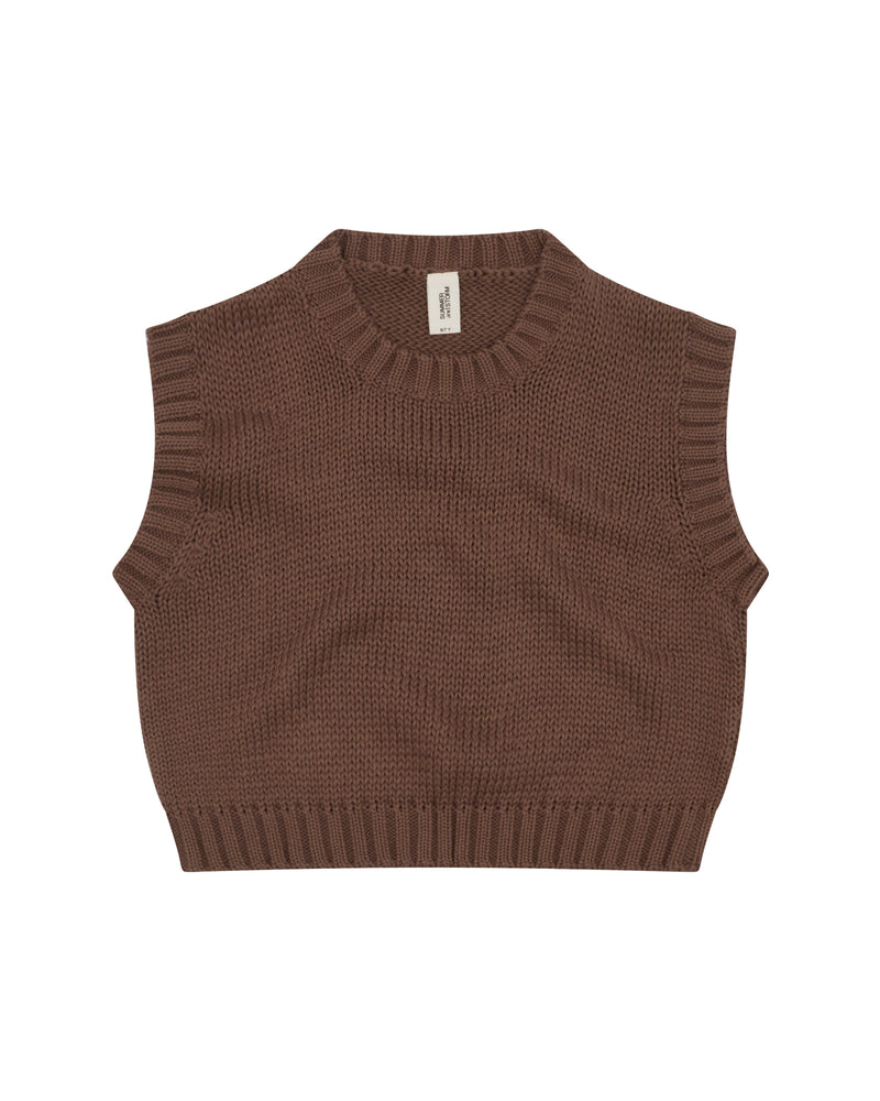 KNITTED VEST - BROWN