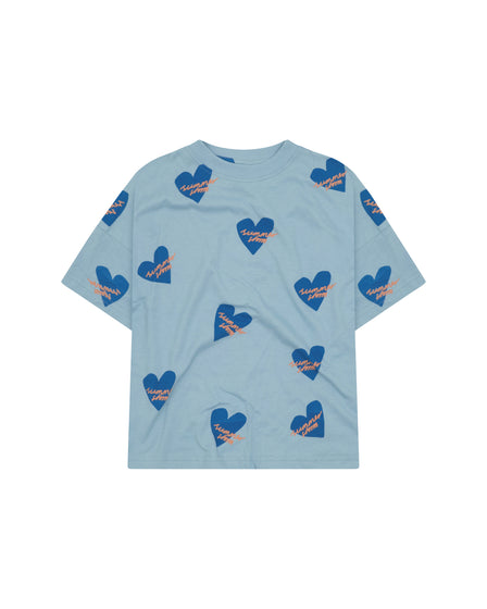 OVERSIZED TEE - BLUE LOGO HEARTS