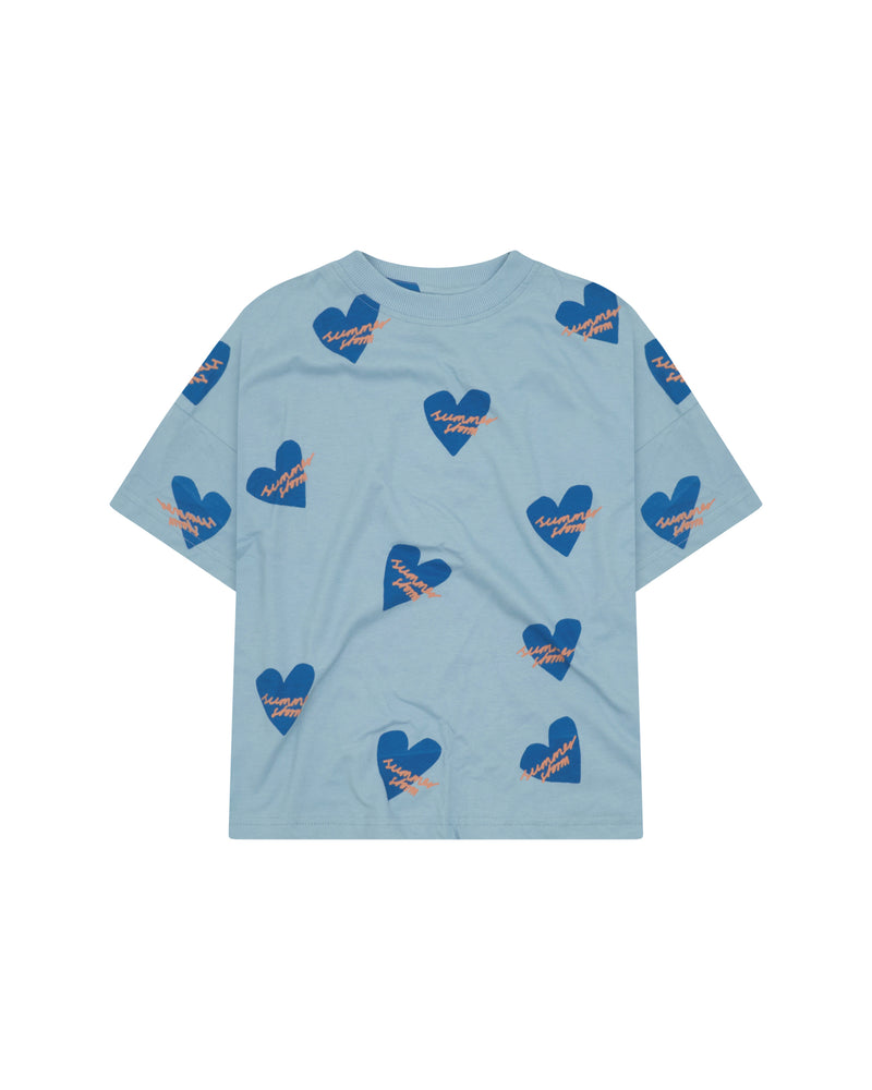 OVERSIZED TEE - BLUE LOGO HEARTS