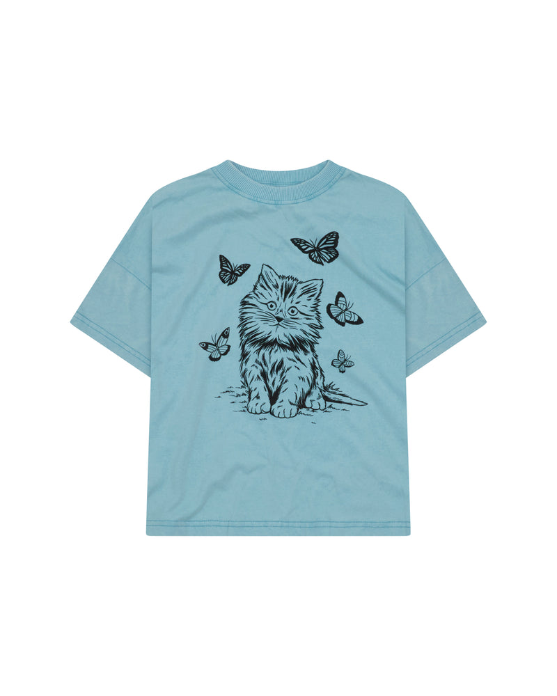 KITTEN TEE - WASHED BLUE