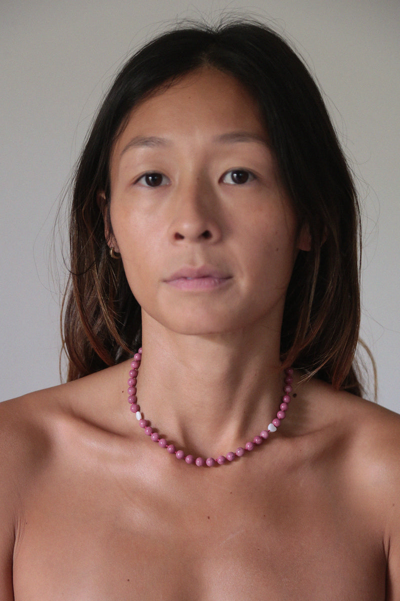 RHODONITE WITH SHELL HEARTS