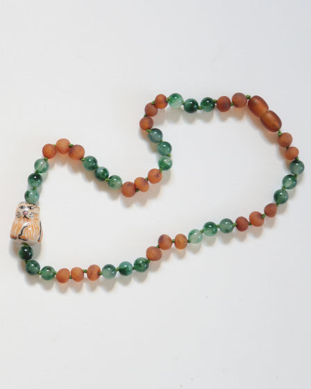 CAT - GREEN JASPER + AMBER