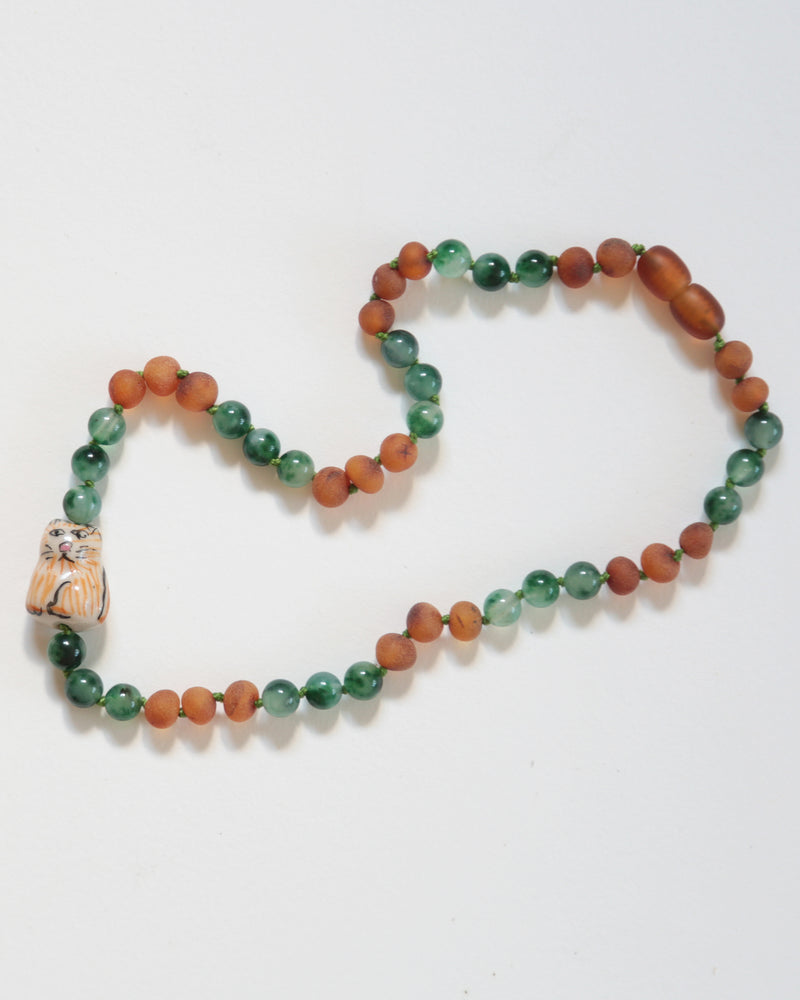 CAT - GREEN JASPER + AMBER
