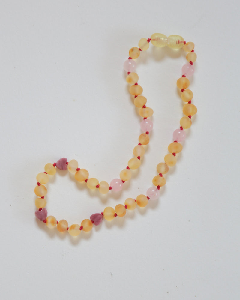 ROSE HEARTS ROSE QUARTZ + AMBER