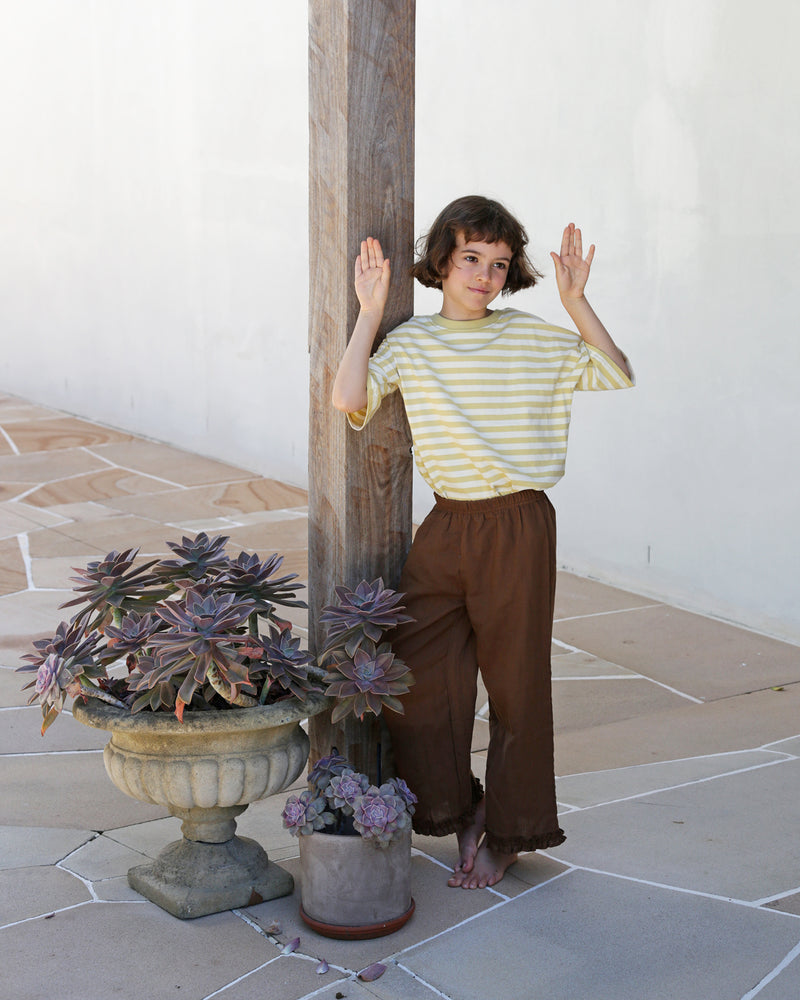 GIRLS FRILL PANT - RUST