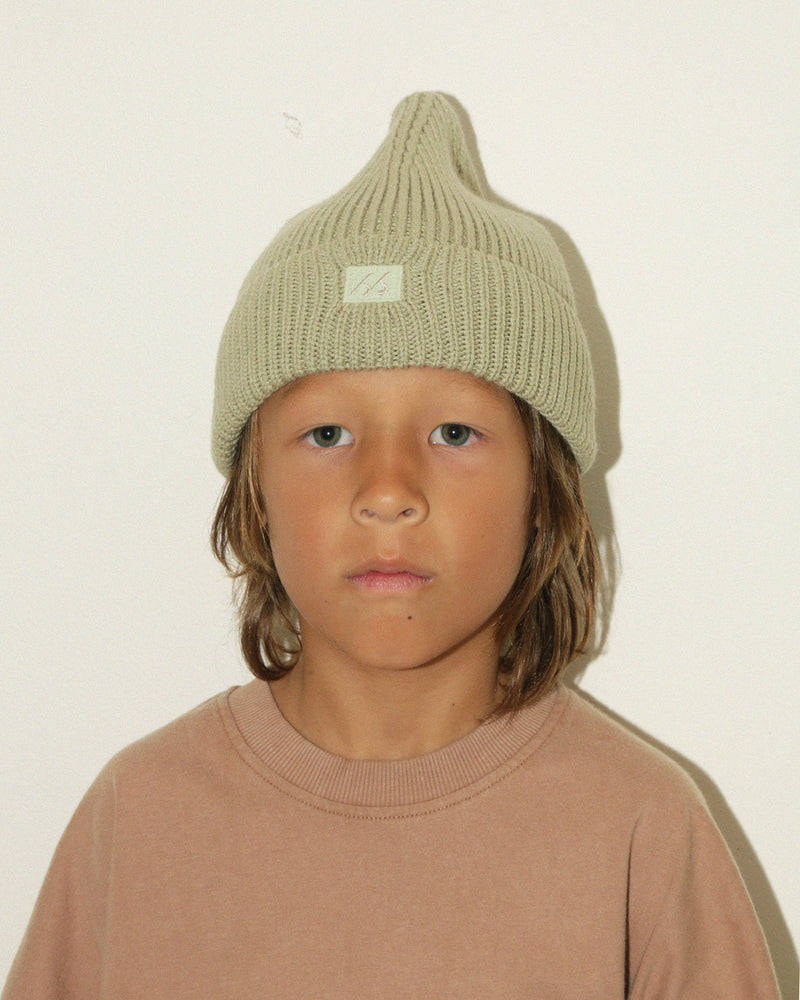 POINT BEANIE - MOSS GREEN