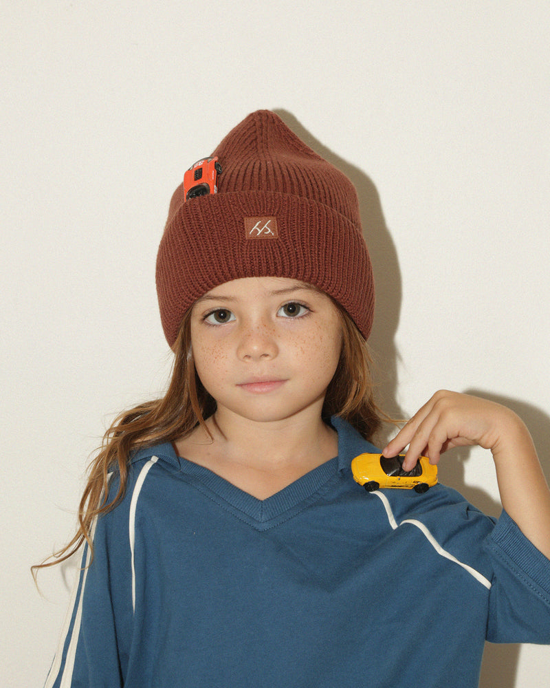 POINT BEANIE - UMBER BROWN