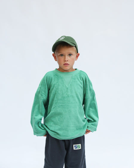 RELAXED TERRY PULLOVER -  GREEN