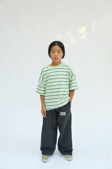 OVERSIZED TEE - PASTEL GREEN RETRO STRIPE (outlet)