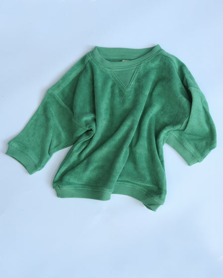 BABY RELAXED TERRY PULLOVER -  GREEN